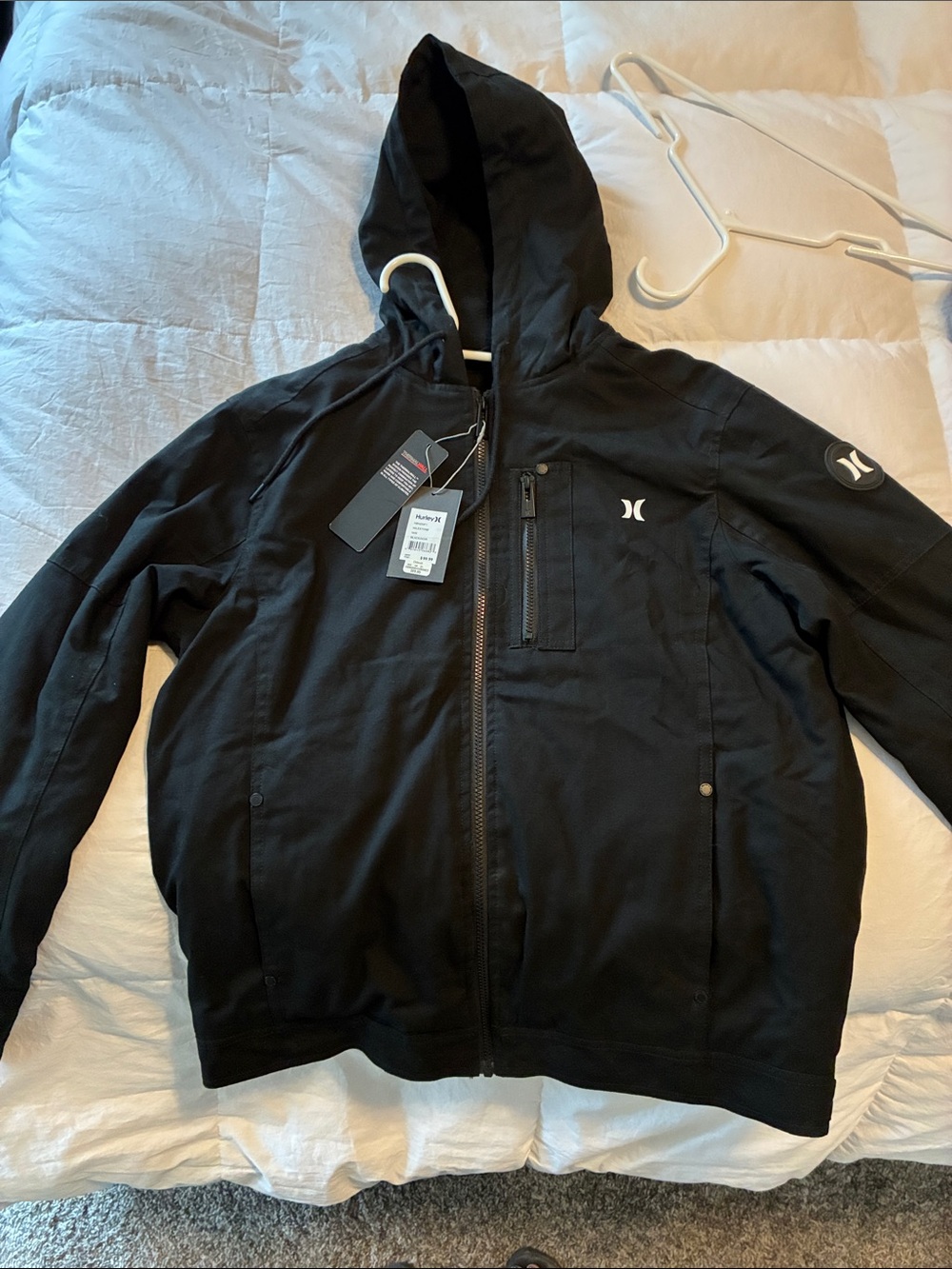 Hurley Black Hooded medium weight Zip-Up Jacket